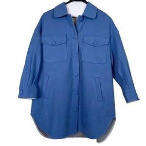 Dimple Hsu button down blue jacket oversized